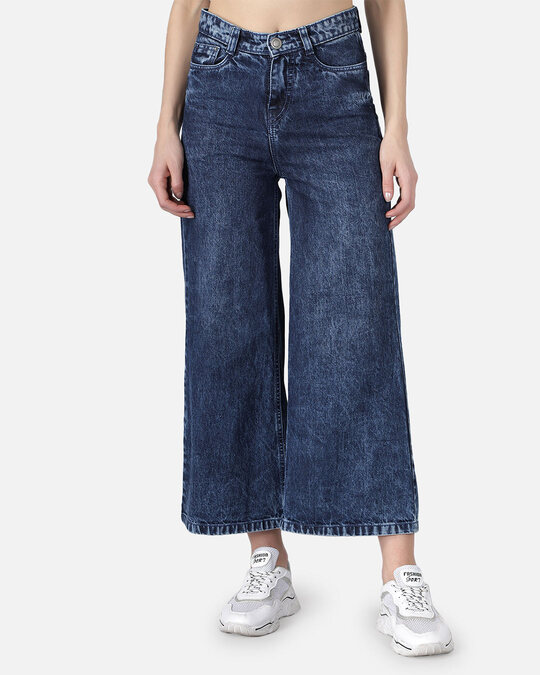 Shop Women's Dark Light Fade Navy Blue Jeans-Front