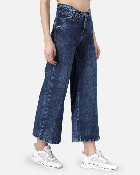 Shop Women's Dark Light Fade Navy Blue Jeans-Back