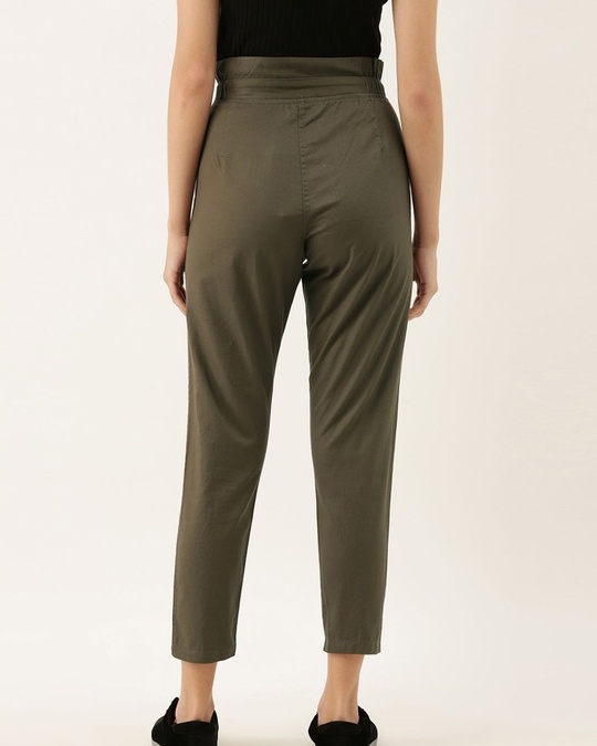 Shop Women's Green High-rise Trousers-Back