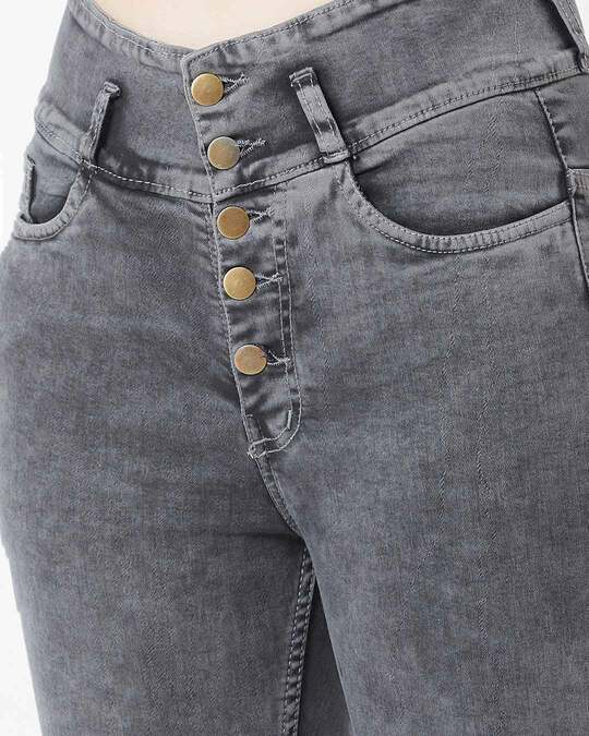Shop Women's Grey Medium Wash 5 Pocket High Rise Jeans