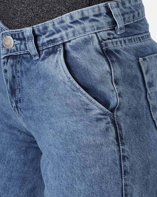 Shop Women's Light Blue Dark Wash 6 Pocket Mid Rise Jeans