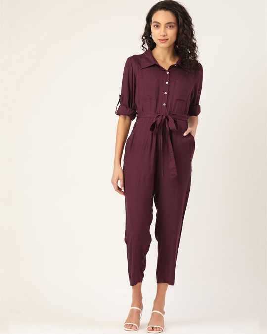 Buy Women's Maroon Basic jumpsuit Online at Bewakoof