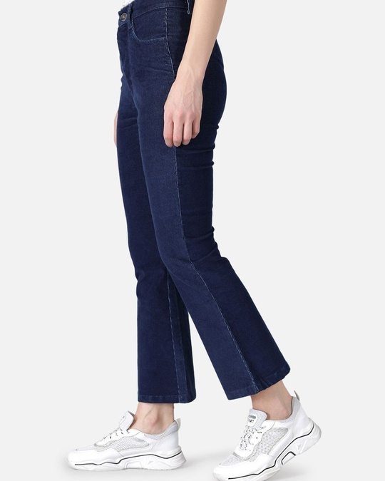 Shop Women's Blue Medium Light Fade Bootcut Trousers-Design