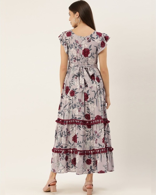 Shop Women Multicoloured Printed Woven Maxi Dress-Back
