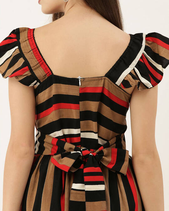 Shop Women Multicoloured Striped Woven Maxi Dress-Full