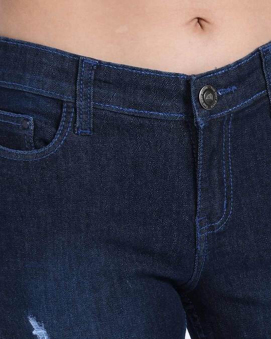 Shop Women's Navy Blue Dark Wash Mid Rise Jeans