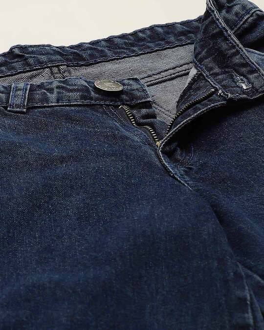 Shop Women's Navy Blue Dark Wash 6 Pocket Mid Rise Jeans
