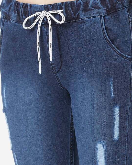 Shop Women's Navy Blue Medium Wash 4 Pocket Mid Rise Jeans