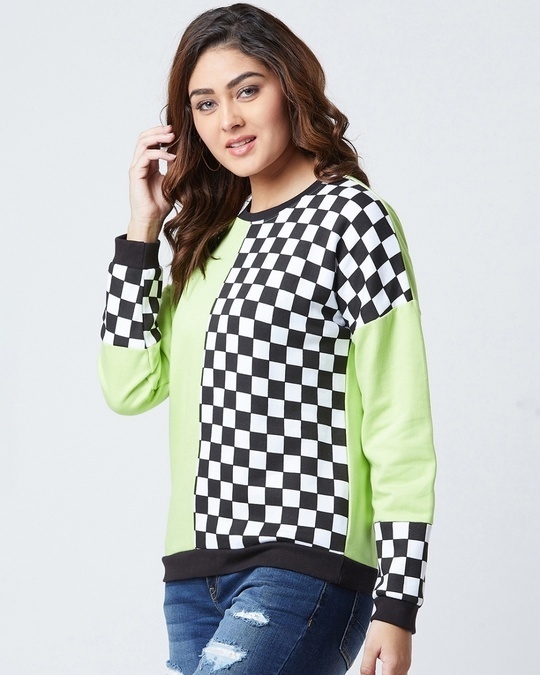 Shop Chess Board Sweatshirt in Green-Back