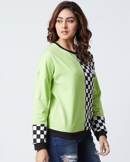 Shop Chess Board Sweatshirt in Green-Full