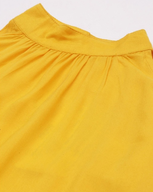 Shop Women Yellow Solid Woven Fit And Flare Dress