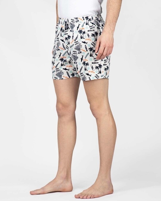Shop Men's Beach Print Comfy Cotton Boxer Shorts-Back
