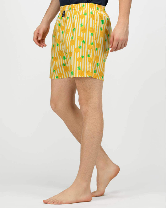 Shop Men's Pineapple Comfy Cotton Boxer Shorts-Back