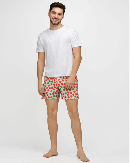 Shop Men's Strawberry Comfy Cotton Boxer Shorts-Full