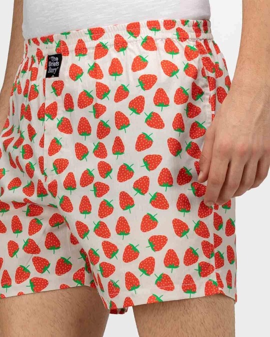 Shop Men's Strawberry Comfy Cotton Boxer Shorts