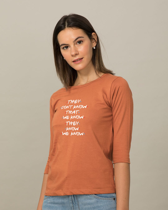 Shop They Don't Know Round Neck 3/4th Sleeve T-Shirt-Back