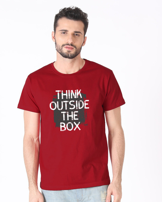 Buy Think Outside Grunge Bold Red Printed Half Sleeve T-Shirt For Men ...