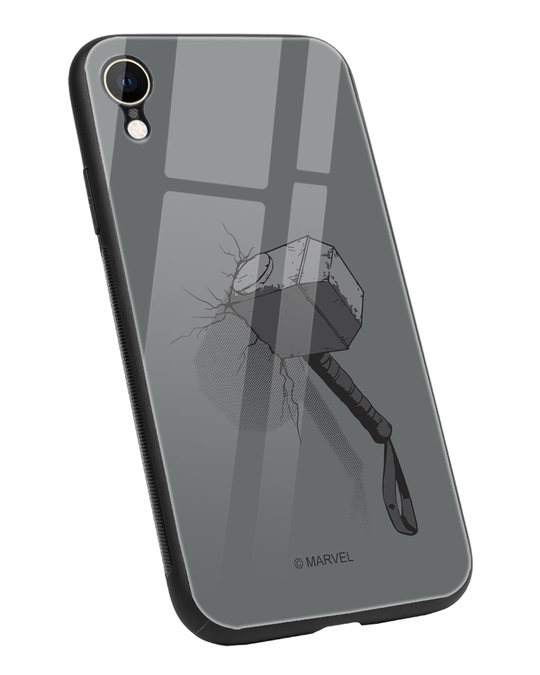 Shop Thor Hammer iPhone XR Glass Mobile Cover (AVL)-Back