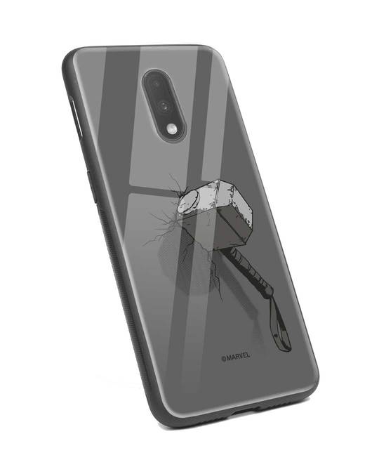 Shop Thor Hammer OnePlus 7 Glass Mobile Cover (AVL)-Back