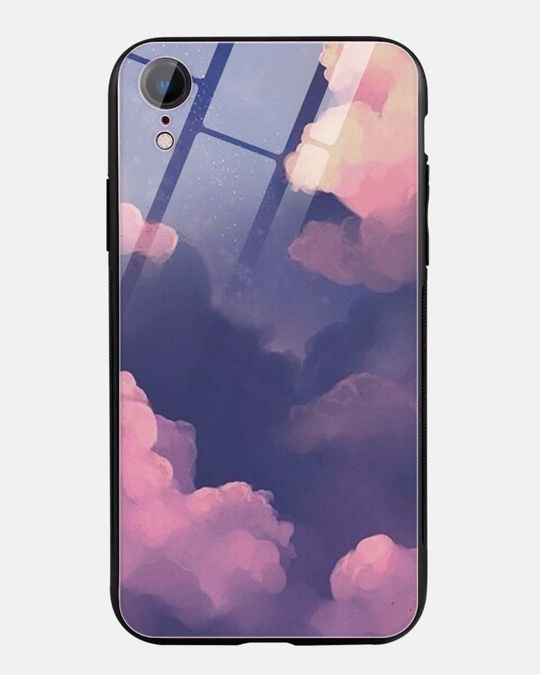 Shop ToCloset Clouds Glass Case for iPhone XR-Front