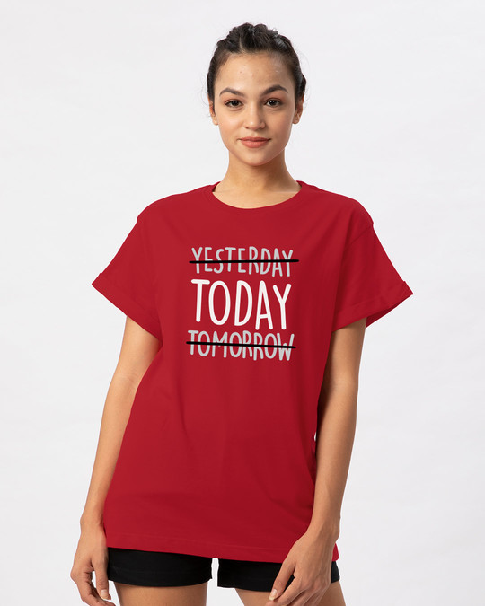 Shop Today Yesterday Tomorrow Boyfriend T-Shirt-Front