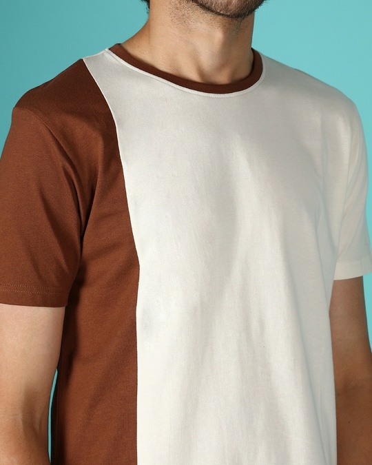 Shop Toffe-Offwhite Colorblock Half Sleeve T-shirt