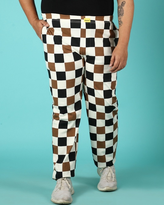 Shop Killer Brown Plus Size Checks Pyjama-Front