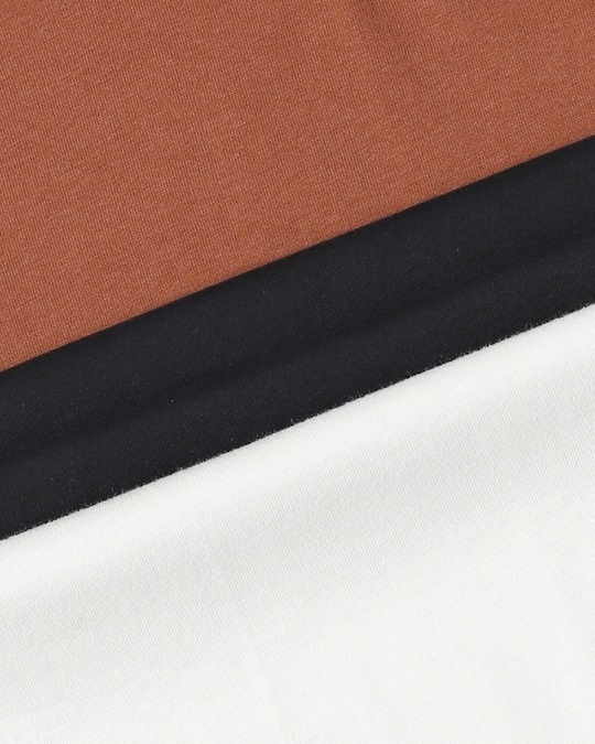 Shop Toffee-Egret-Black Three Panel Full Sleeve T-shirt