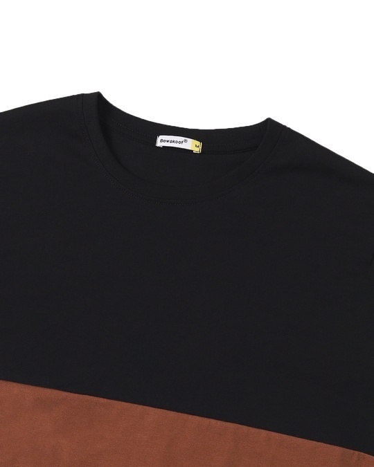 Shop Toffee-Egret-Black Three Panel Half Sleeve T-shirt