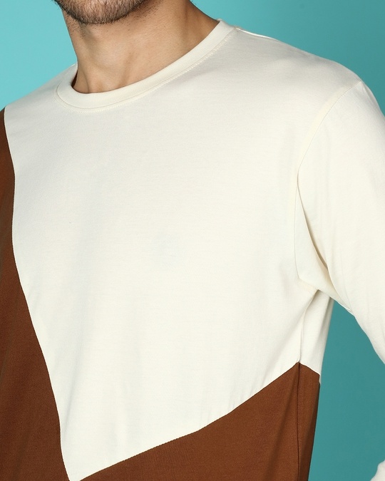 Shop Killer Brown Contrast Sleeve Full Sleeve T-shirt