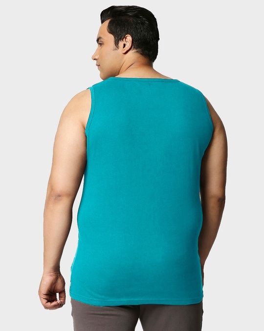 Shop Tropical Blue Men's Plain Vest Plus Size-Design