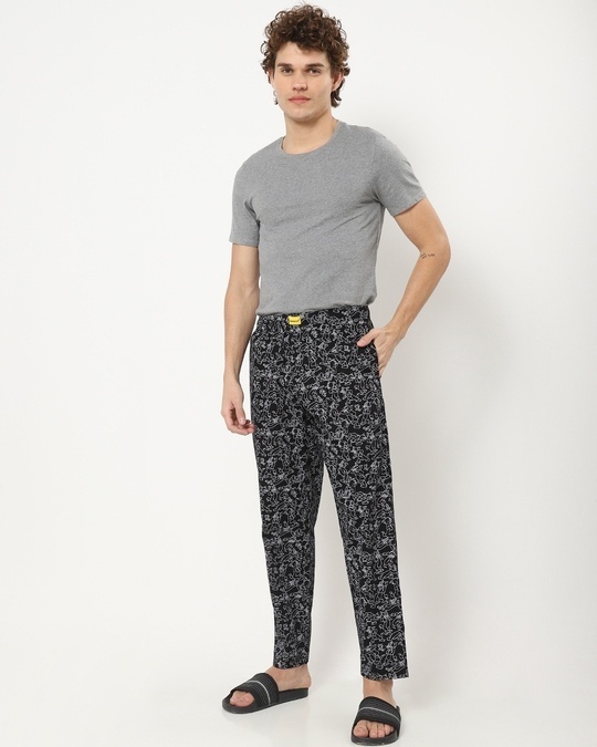 Shop Men's Black  All Over Printed Pyjamas