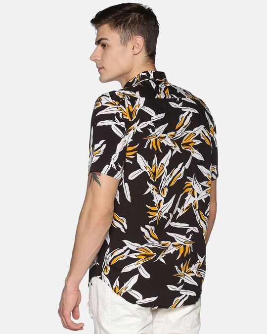 Shop Men Short Sleeve Rayon Printed Black Yellow Shirt-Design