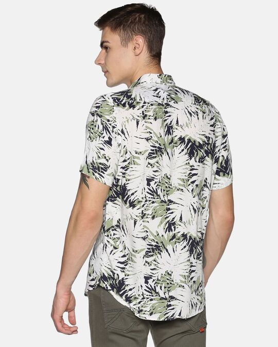 Shop Men Short Sleeve Rayon Printed Leafy Green Shirt-Design