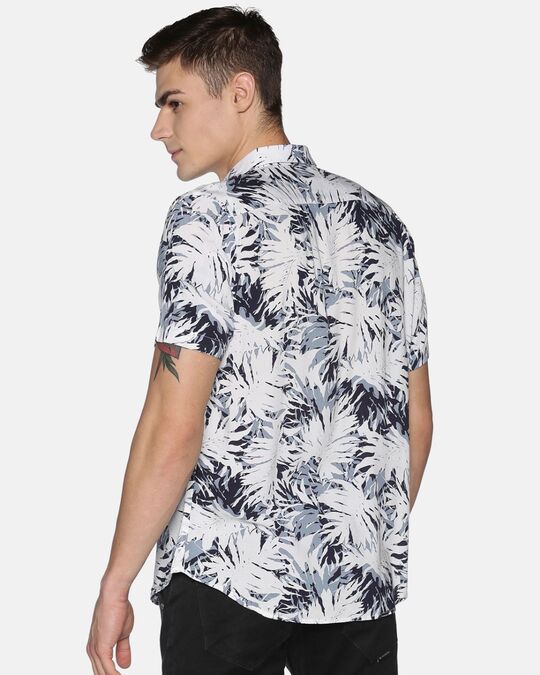 Shop Men Short Sleeve Rayon Printed Leafy Grey Ash Shirt-Design