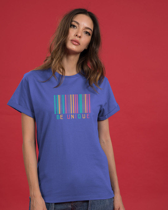 Shop Unique Barcode Boyfriend T-Shirt-Front