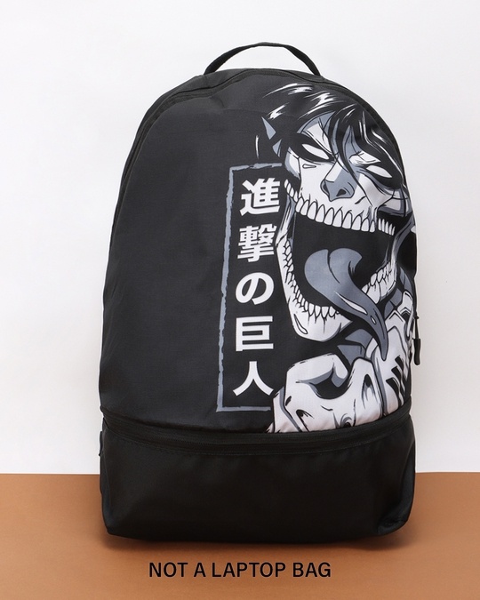 Buy Unisex Black Kyojin Printed Small Backpack Online in India at Bewakoof