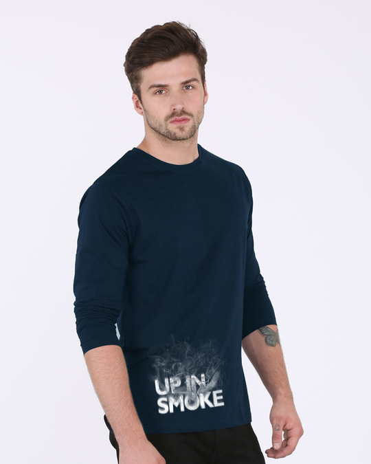 Buy Up In Smoke Typography Full Sleeve T-Shirt for Men blue Online at ...