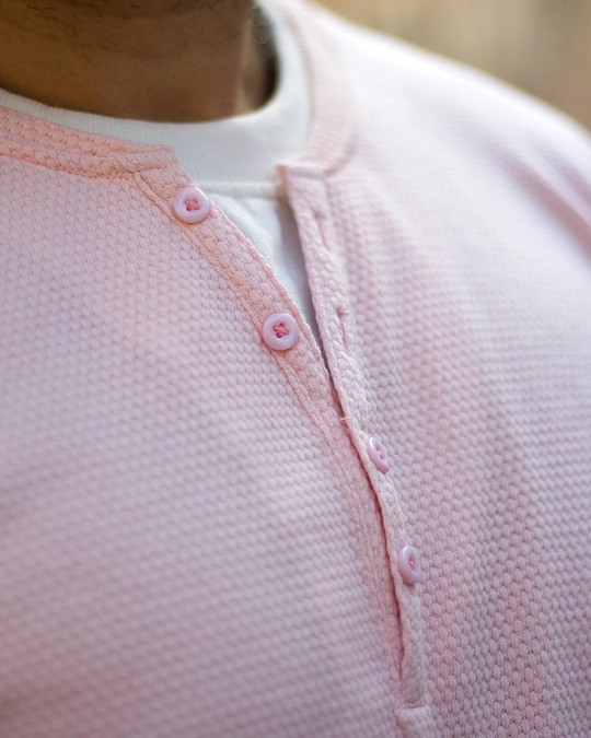 Shop Plain Pink Henley Half Sleeves T-Shirt-Full