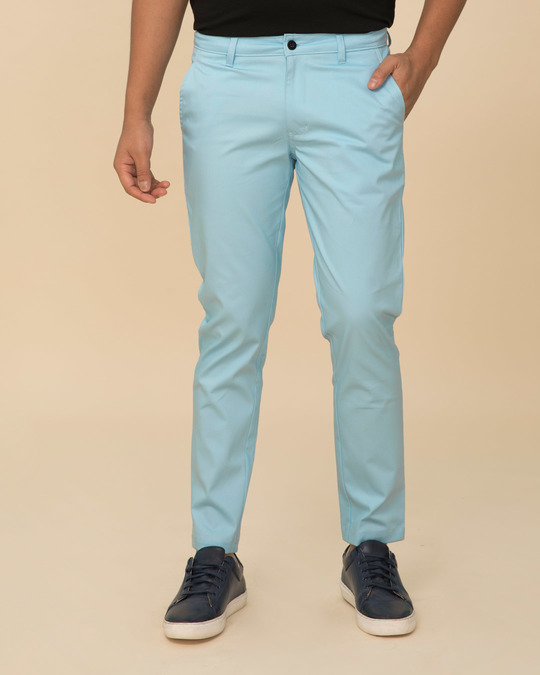 Buy Utah Sky Blue Slim Fit Cotton Chino Pants for Men blue Online at ...