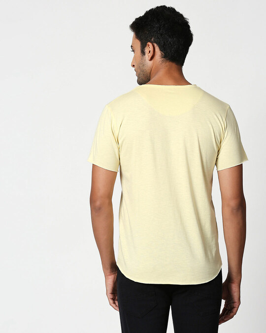 Shop Vanilla Yellow Raw Edge Slub Halfsleeve T-Shirt-Design
