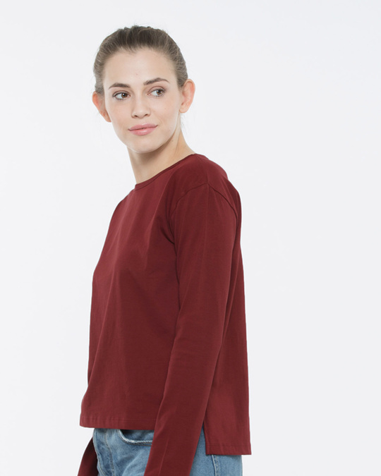 Buy Varsity Maroon Full Sleeve TShirt for Women Online at Bewakoof
