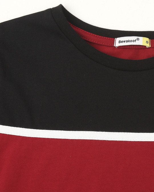 Buy Cherry Red Color Block TShirt for Women Multicolor Online at Bewakoof