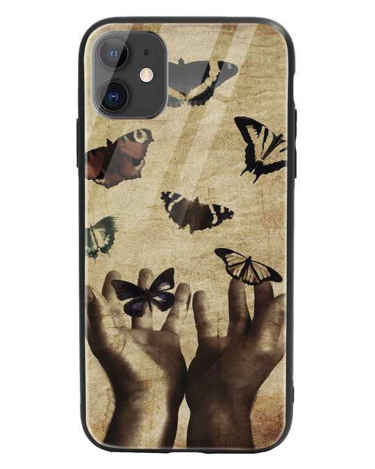 Shop Vintage Butterflies iPhone 11 Glass Mobile Cover-Front
