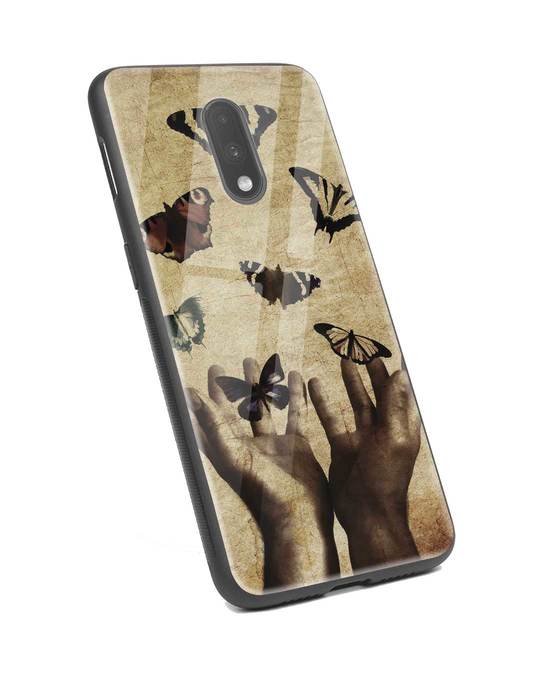 Shop Vintage Butterflies OnePlus 7 Glass Mobile Cover-Back