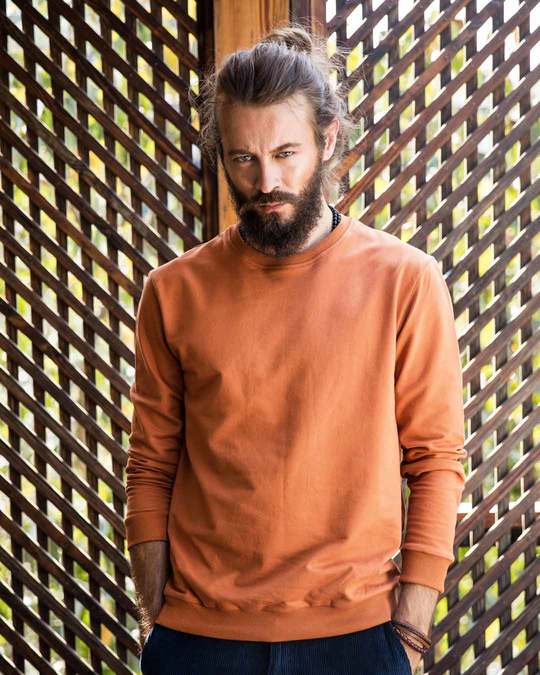 Shop Vintage Orange Fleece Sweatshirt-Front