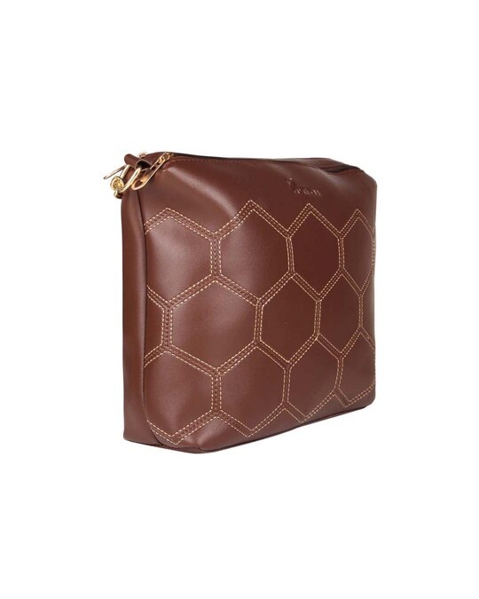 vivinkaa faux leather embroidery handle coffee round sling bag