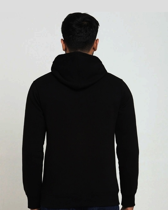 Shop Unisex Black Printed Regular Fit Hoodie-Back