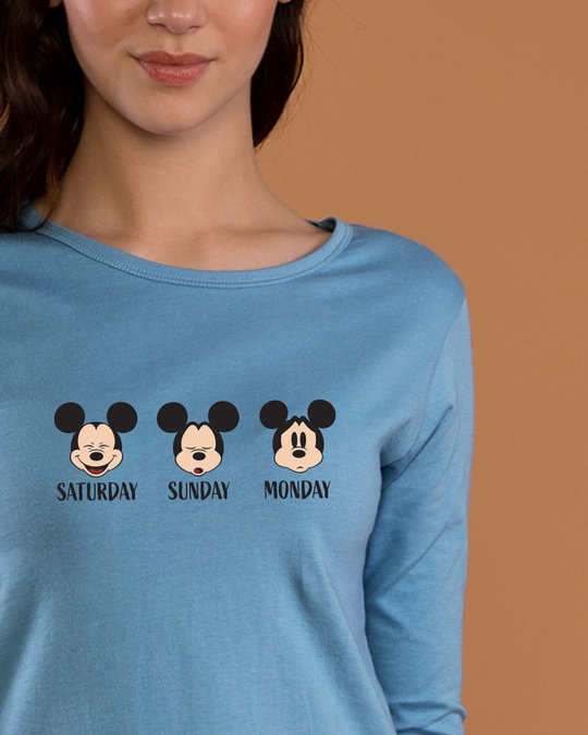 Shop Weekend Mood Mickey Round Neck 3/4th Sleeve T-Shirt (DL)-Front