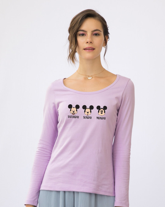 Shop Weekend Mood Mickey Scoop Neck Full Sleeve T-Shirt (DL)-Back